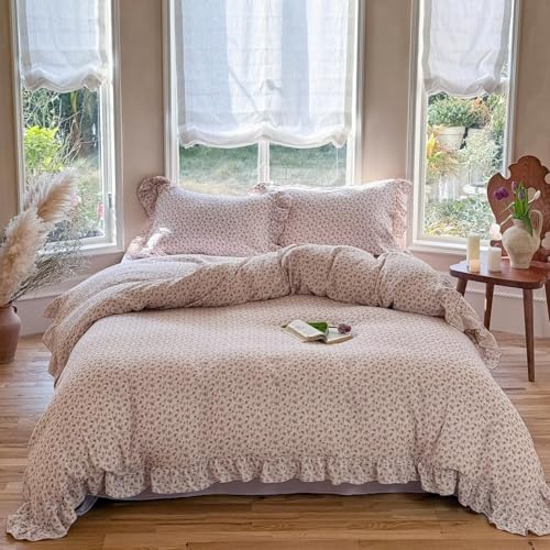 BuLuTu Purple Floral Duvet Cover Twin