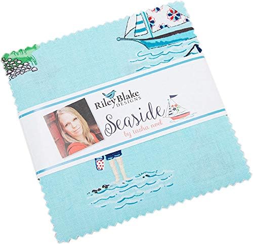 Seaside 5" Fabric Squares Charm Pack by Tasha Noel for Riley Blake, 42 Pieces