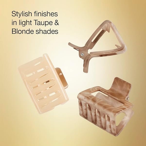 SCUNCI BY CONAIR HAIR CLAW CLIPS FOR WOMEN, HAIR CLAW CLIP SET, CHUNKY NO-SLIP HAIR CLIPS IN NEUTRAL TAUPE AND BLONDE SHADES, 3 COUNT (PACK OF 1)