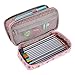 BTSKY Floral Pencil Case with Compartments -High Capacity Double Layers Pencil Pouch Stationery Organizer Multifunction Cosmetic Makeup Bag, Perfect Holder for Pencils and Pens Tulips Pink