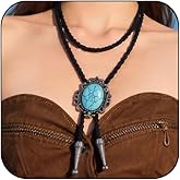 Cicod Western Bolo Tie for Women,Gold Cowgirl Cowboy Turquoise Necklace Vintage Rodeo Country Concert Necktie Long Chain Y Necklaces Western Jewelry Outfits Accessories Silver