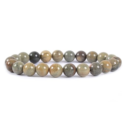 Natural Silver Leaf Jasper Gemstone 8mm Round Beads Stretch