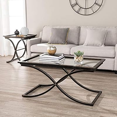 Buy Sei Furniture Vogue Tempered Glass Top Coffee Table Black Copper Distressed Online In Turkey B000x07z5a