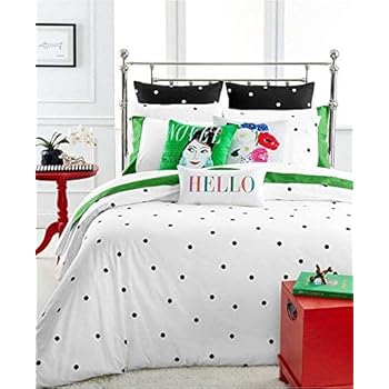 Amazon Com Kate Spade Deco Dot Twin Xl Comforter Set Black White