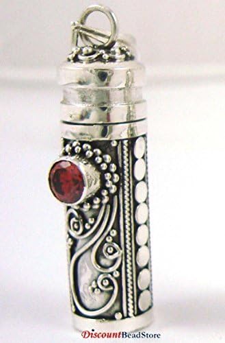 Red Ruby (hydro) July birthstone sterling silver wish box &amp; ball chain