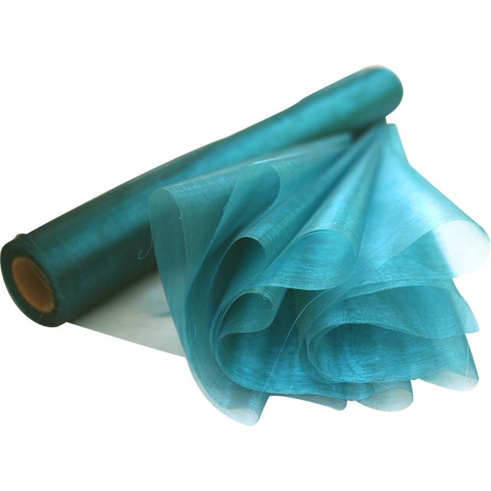 Time to Sparkle 2PCS 26M x 29cm Sheer Organza Roll Sash Fabric Table Runner Sashes Chair Cover Bows Swags Wedding Party (Teal Green)