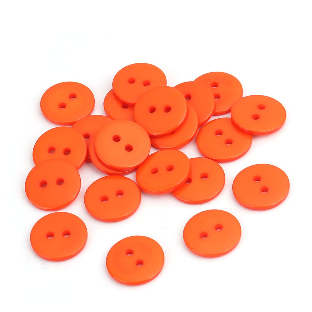 200 x Orange Plain Round 2 Hole Sewing 15mm Buttons. for Cardmaking, Scrapbooking, Clothes Knitting