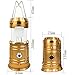 ZLXING Camping Lantern, Portable and Collapsible Outdoor Rechargeable Solar Lanterns Lamp with Handle, Led Flashlights for Camping ，Hiking, Emergency (Gold)