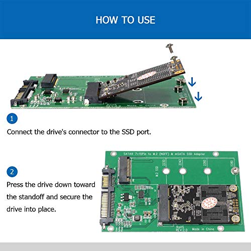 GODSHARK 2-in-1 M.2 NGFF or mSATA SSD to SATA 3.0 Adapter Converter Card, Support Mini SATA Hard Drive or M.2 B Key HDD