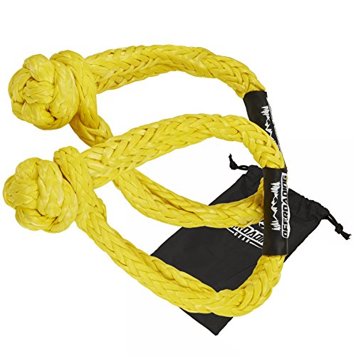 Offroading Gear Set of Two 3/8" Synthetic Soft Rope Shackles w/Free Storage Bag, 30,000lbs+