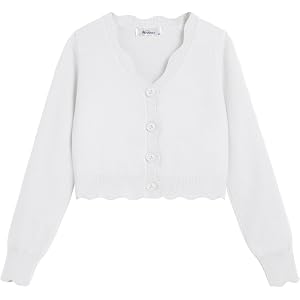 Arshiner Girls Button Down Bolero Cardigan Kids Knit Long Sleeve Sweater