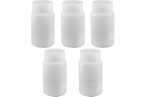 Bettomshin 5Pcs 250ml PE Plastic(Food Grade) Bottles, Wide Mouth Lab Reagent Bottle Liquid/Solid Sample Seal Sample Storage Container with Graduated