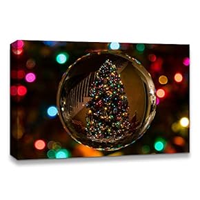 Canvas Wall Art Christmas Tree Celebration Painting Artwork for Home Prints Framed - 12x18 inches