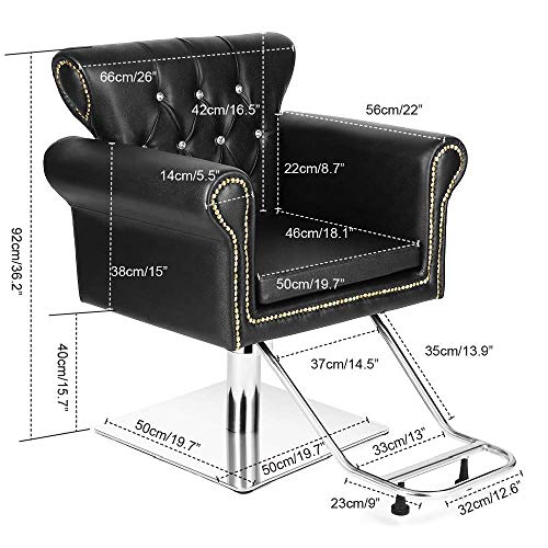 Vintage Styling Barber Chair Antique Hydraulic Hair Spa Salon Chairs Beauty Equipment (Black) - Thumbnail 2