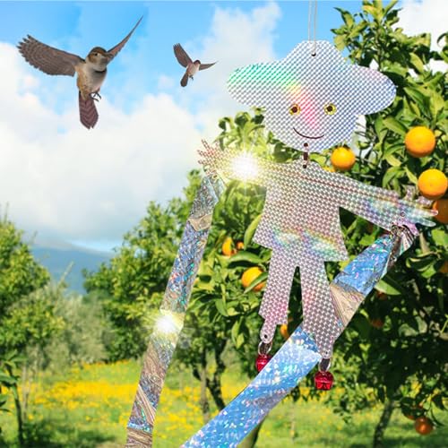 Reflective Scarecrow Keep Bird Away, Bird Scare Device, Hanging Reflector Board to Scare Pigeons Woodpecker Hawks Away, Outdoors Reflective Keep Birds Away from Patio, Windows, Balcony, Orchard, 2Pcs