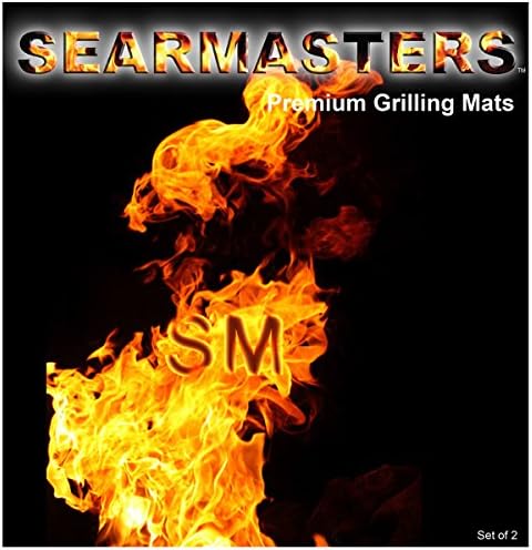 Searmasters Premium BBQ Grilling Mat by SearMate (Set of 2). Nonstick Teflon PTFE coated grill mat - Thick and Durable Construction for Long Lasting Use - Super Easy to Clean - Dishwasher Safe - Perfect for Fish, Vegetables, Steak, Hamburgers and other grilled products - Lifetime Guaranteed Mats!