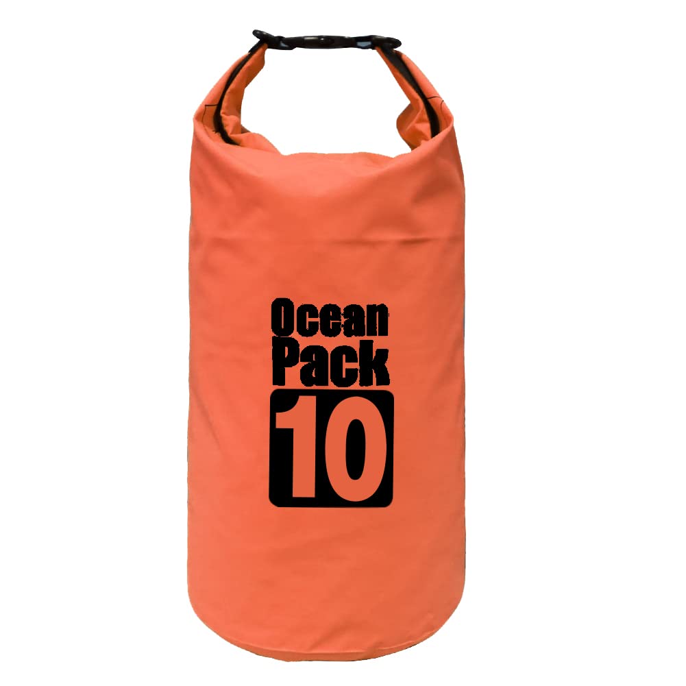 HYCOPROT Waterproof Bag 5L 10L 20L 30L Dry Bag With Long Adjustable Shoulder Strap Perfect For Kayaking Boating Rafting Canoeing Snowboarding Swimming Fishing (10L, Orange)