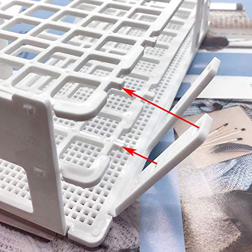 Luckkyme Plastic Test Tube Rack 2 Pack White 40 Holes Lab Test Tube Rack Holder for 21mm and Below The Test Tubes, Detachable, White - Thumbnail 5