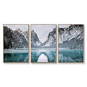 Floating Framed Canvas Wall Art for Living Room, Bedroom Landscape Gorge Mountain River Grassland Canvas Prints for Home Decoration Ready to Hang - 16"x24"x3 Panels