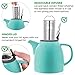 Tealyra - Drago Ceramic Teapot Turquoise - 37oz (4-6 cups) - Large Stylish Teapot with Stainless Steel Lid Extra-Fine Infuser To Brew Loose Leaf Tea - Leed-Free - 1100ml