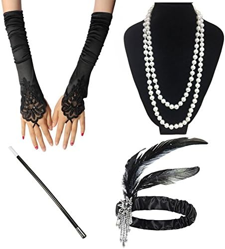 iLoveCos Womens 1920s Fashion Long Black Glove Great Gatsby Flapper Headband Costume Accessories …