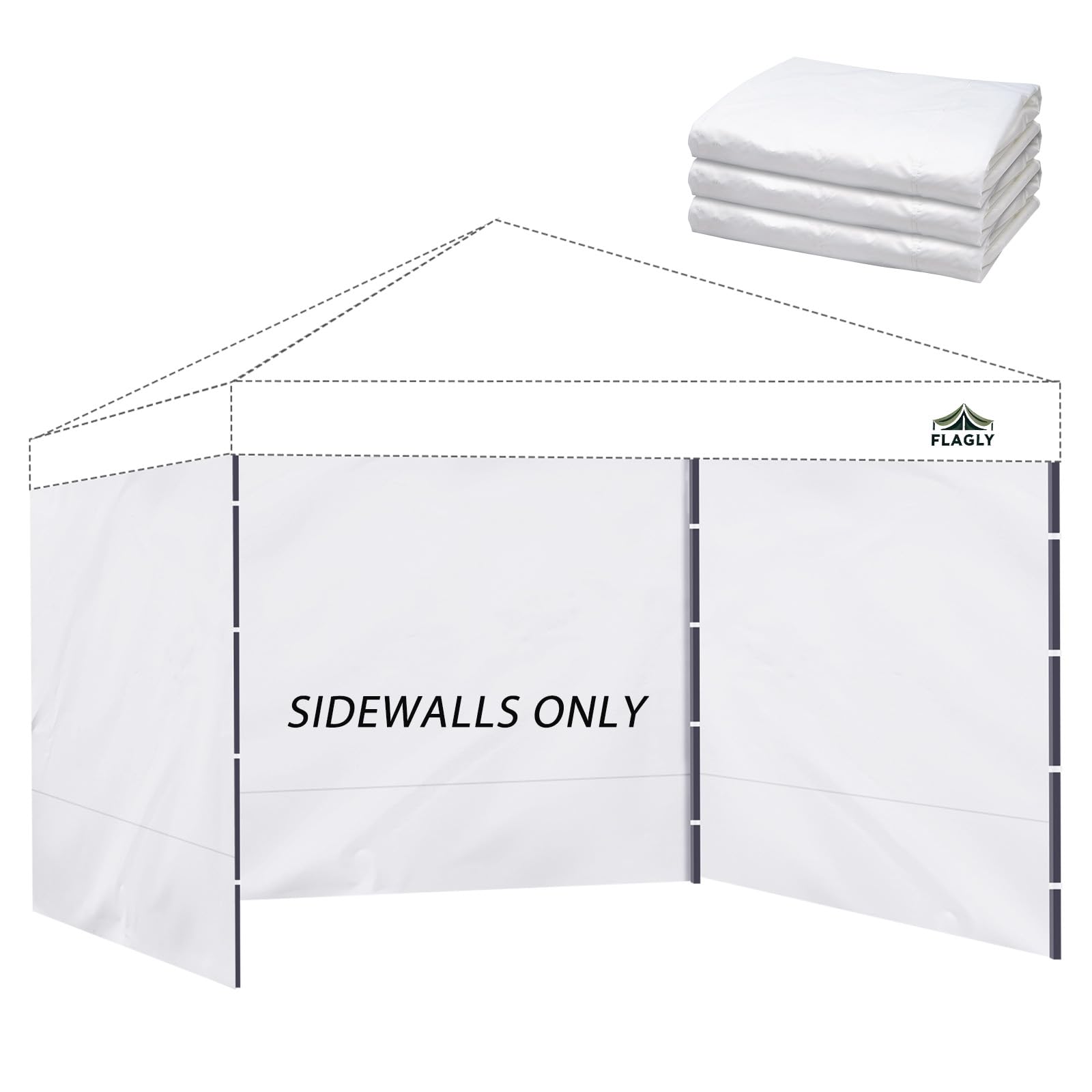 thumbnail image 2 of Waterproof Sidewall For 10x10 Pop Up Canopy - 1 Piece White Sidewall (Canopy Not Included) 2 of 12