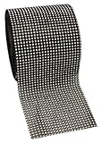 Ifavor123 Black & Clear Diamond Rhinestone Mesh Ribbon, Wedding Ribbon, Diaper Cake Ribbon, 4.75