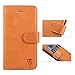 iPhone SE Case, iPhone 5S Wallet Case, SHIELDON Genuine Leather Slim Folio Flip Magnetic Case Cover with Kickstand & Credit Card Slots for Apple iPhone 5/5S/SE, Tan Brown