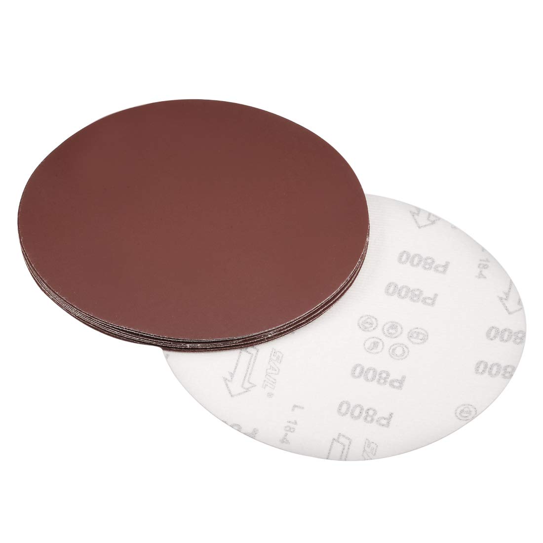 sourcing map 8" Hook and Loop Sanding Discs 800 Grit Aluminum Oxide Sandpaper for Random Orbit Sander Wood Metal Dry Polishing 10pcs