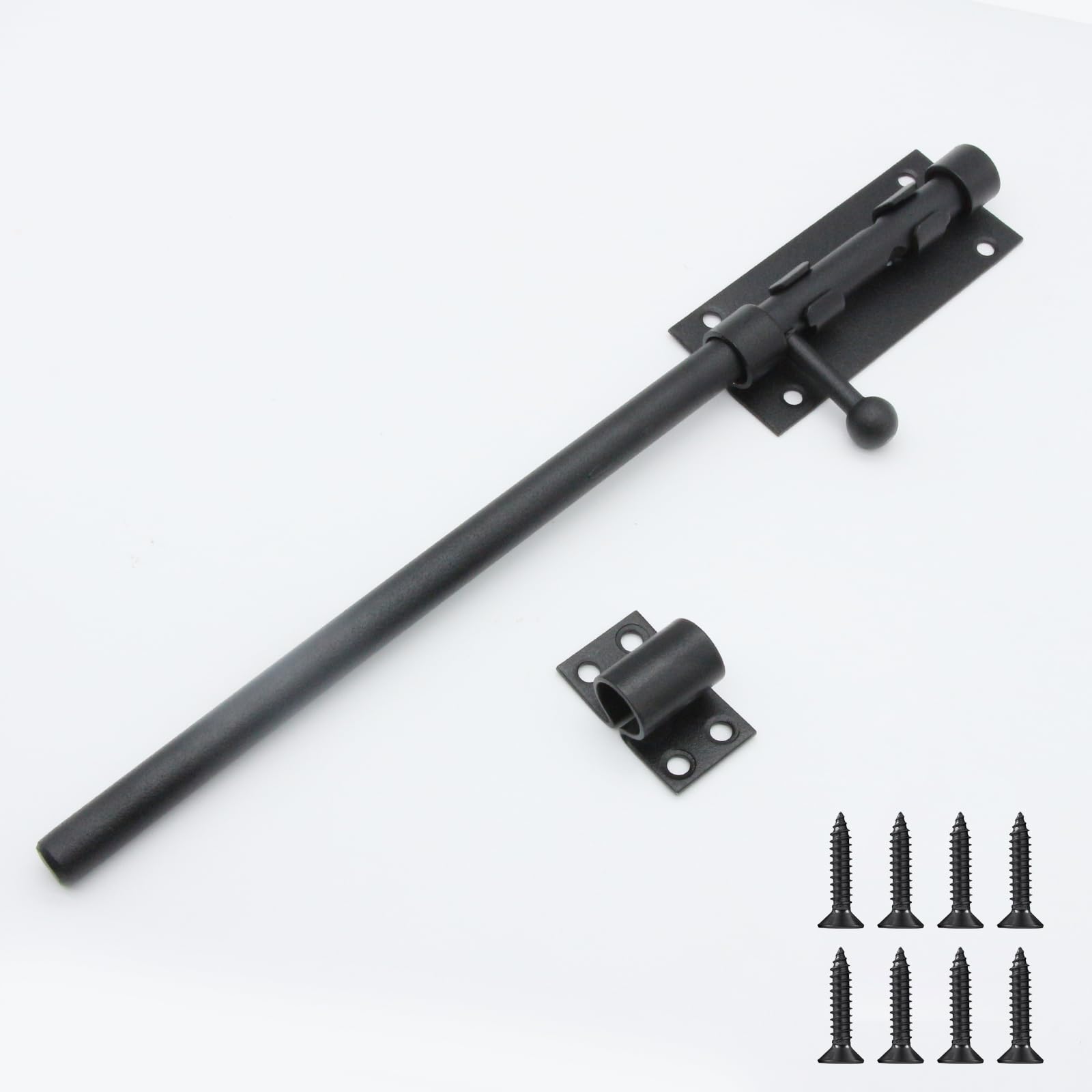 Lxoraziy 295mm(12″) Heavy Duty Slide Gate Latch Bolt Safety Door Lock with Padlock Hole, Stainless Steel Garden Gate Bolt, Solid Barrel Bolt with Screw for Wooden Gates Barrel Fence Shed Basement