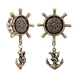 KUBOOZ Retro Rudder and Anchor pendants Ear Plugs Copper and Stainless Steel Ear Tunnel Gauges 8-20mm