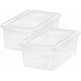 IRIS USA 12-Pack Storage Bins with Lids, 6 Quart - Crystal Clear, Shoe Boxes Stackable Containers Organize Shoes Closet Shelves, Teacher Tools Classroom Organization, Game - BPA-Free Plastic