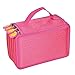 Newcomdigi 72 Inserting Super Large Capacity Multi-layer Students Pencil Case Pen Bag Pouch Stationery Case Makeup Cosmetic Case Bag(rose red)