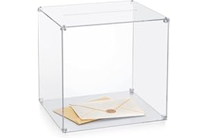 MaiiTiproll All Clear Acrylic Card Box, DIY Wedding Box with Your DIY Print, Assembly Box for Reception/Wedding Box/Party Graduation & Birthday Baby Shower Decorations(10x10x8.5)