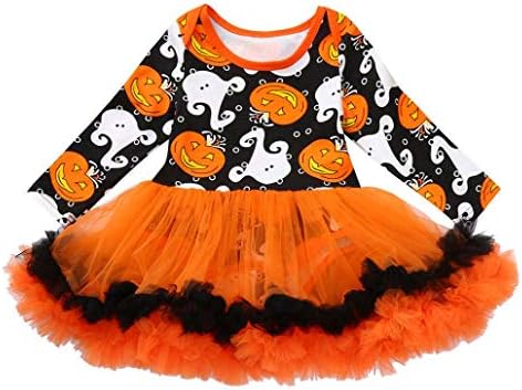 FeiliandaJJ Baby Girl Dresses, Toddler Newborn Infant Cute Pumpkin Long Sleeve Princess Party Tutu Dress Outfit Halloween Clothes