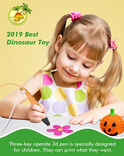 TECBOSS 3D Pen for Kids, Dinosaur STEM Toys 3D Printing Pen Mini Printer Drawing Painting Art Set with 2 Speeds Safe Sleep Mode Easy Control, The Best Gifts for 6/7/8/9/10 Year Old Boy Girl