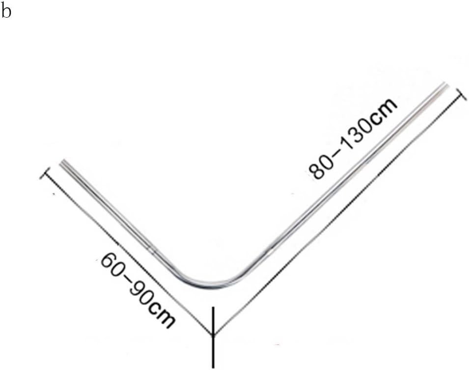 ZZHF Curved Shower Curtain Free Punch Extension Rod Bathroom L-shaped Telescopic Rod Toilet Waterproof Angle Shower Curtain Extension Rod Without Shower Curtains (Optional Size) Telescopic rod ( Color : B )