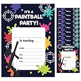 Paintball Style 2 Happy Birthday Invitations Invite Cards (10 Count) With Envelopes Boys Girls Kids Party (10ct)