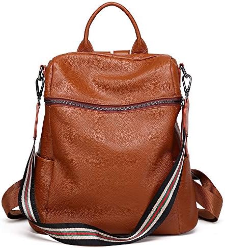 Neverout Women's Fashion Travel Bag Genuine Leather Backpack Purse Girls Ladies Backpack Travel Bag(NP2058) (brown)