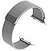 top4cus Double Electroplating Milanese Loop Stainless Steel Replacement iWatch Band with Magnetic Closure Clasp for Apple Watch - 42mm Short Length - Silver