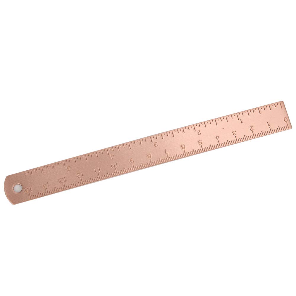 KIMISS Rose Gold Copper Ruler 0-150mm Straight Ruler Measuring Tool 15cm x 1.5mm