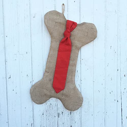 Dog Bone Christmas Stocking With Tie Handmade