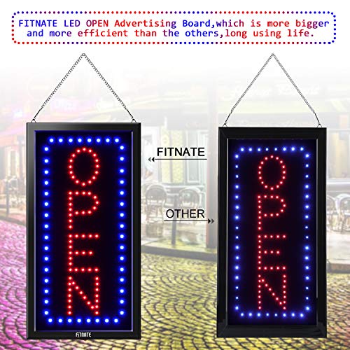 19x10inches LED Open Sign, Remote Control&Timing Function, Business Open Sign Advertisement Board Electric Display Sign, 2 Lighting Modes Flashing & Steady, for Walls, Window, Shop, Bar, Hotel - Thumbnail 2