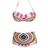 BENNINGCO Sweet Lolly Print Push Up High Waited Bikinis(Size,L)