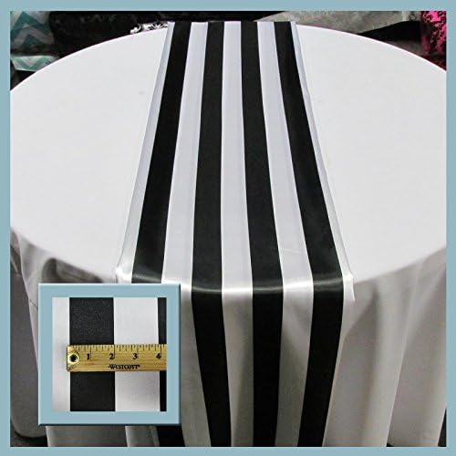 Zen Creative Designs Black and White Satin 2 Inch Stripes Table Runner For Wedding Party Special Events (1, 12"X36)