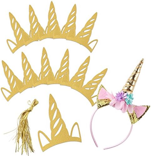 Unicorn Headband Party Hat + 12 Glitter Paper Headbands Birthday Favor Pack (Rainbow Unicorn Headband Pack)