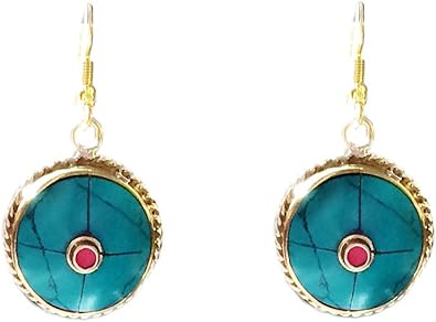 Amazon Com Nepal Jewelry Turquoise Coral Earrings Tribal Tibetan Jewelry Antique Earrings Jewelry