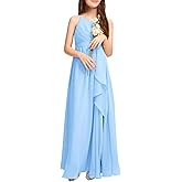 Imily Bela Girls Chiffon Dresses Formal Sleeveless Junior Bridesmaid Wedding Party Maxi Dress