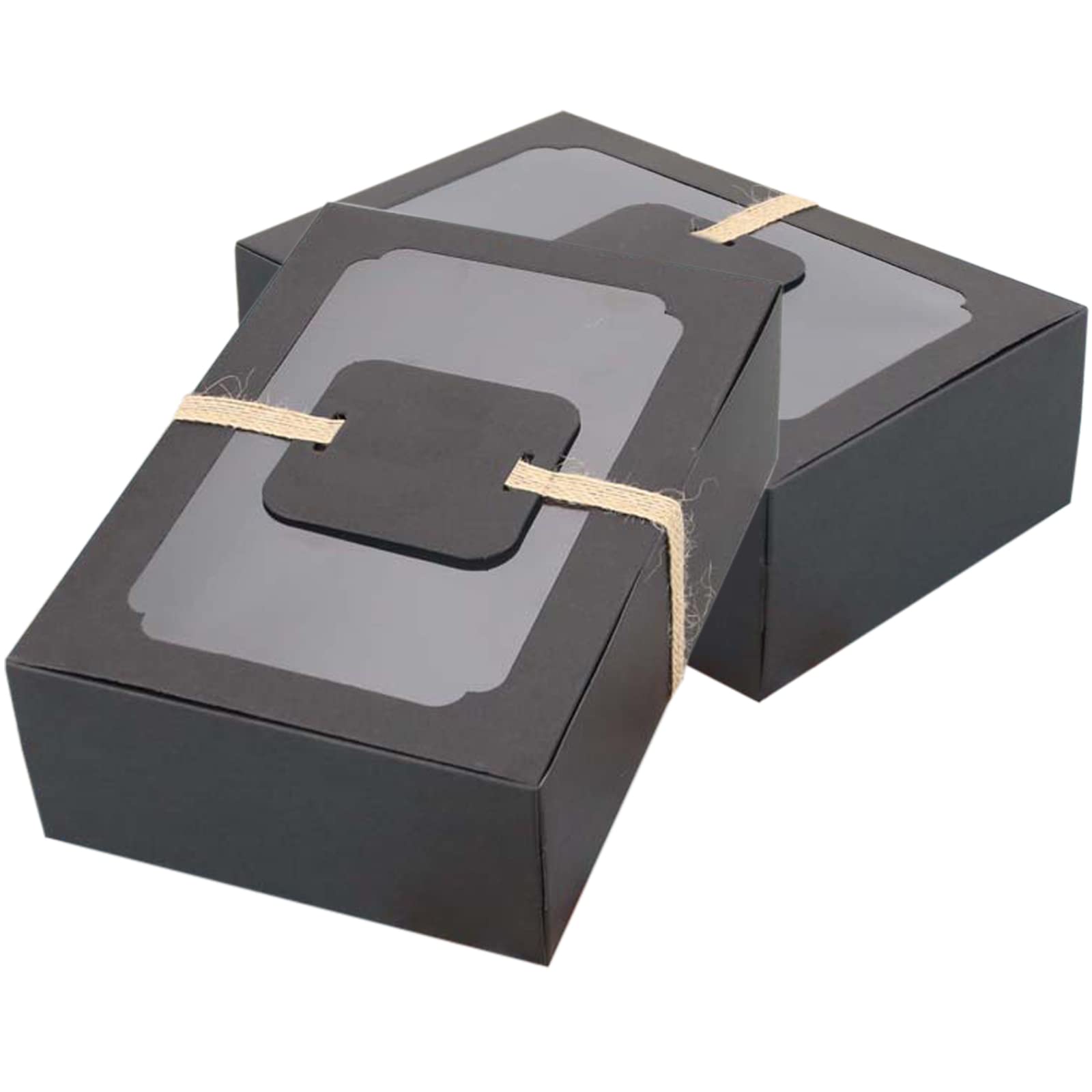 Allbusky 12PCS Paper Bakery Boxes with Window, Cake Boxes, Paper Candy Boxes Treat Boxes for Biscuits Cookies Desserts Pastries Chocolates Handicrafts Christmas Baby Shower Wedding Party Favors