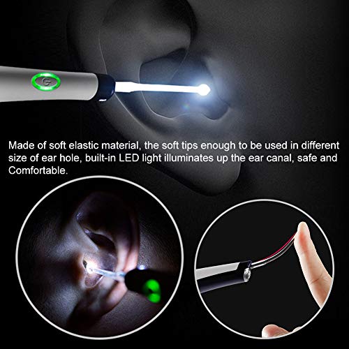 Ear Cleaner, Ear Wax Removal Kit, Ear Wax Removal Tool, Ear Cleaning, 4 Types Ear Spoons, Soft Silicone,with LED Light Powerful Suction for Easy Cleaning, Senior White - Thumbnail 4